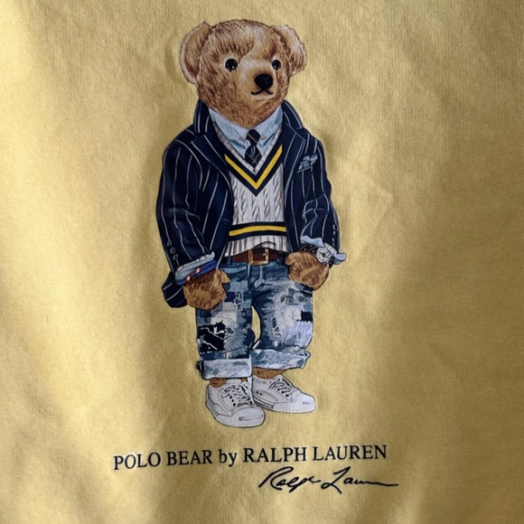Polo Bear By Ralph Lauren Yellow Fleece Sweatshirt- Size M (10-12) - Picture 2 of 8